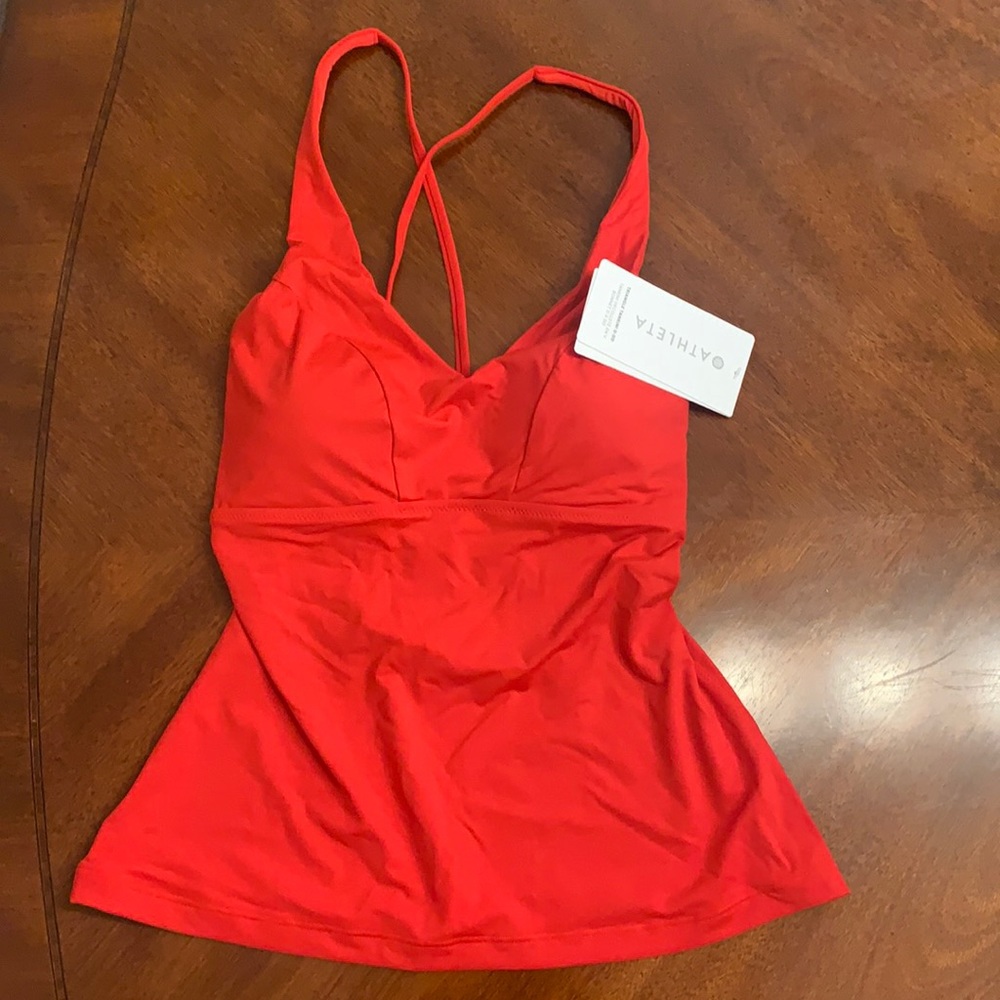Athleta D/DD Triangle Tankini Top Red Size Small Petite D/DD